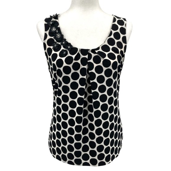 New York & Co. Black and White Polka Dot Tank Top - Picture 1 of 8